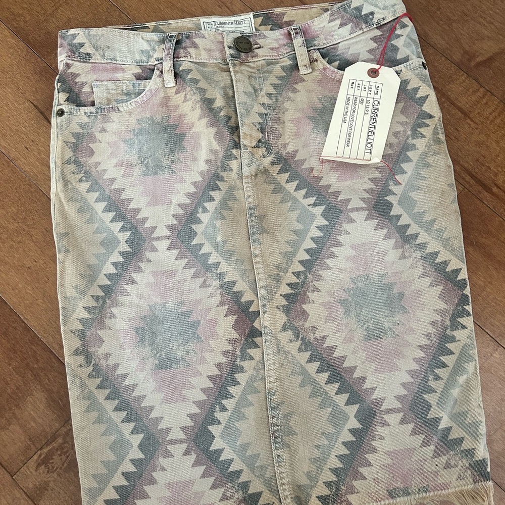 Current Elliot Aztec denim skirt size 26 NWT